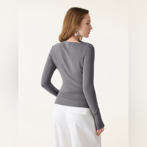 OGL Charcoal Long Sleeve Top with Built-in Bra - Picture 10 of 10